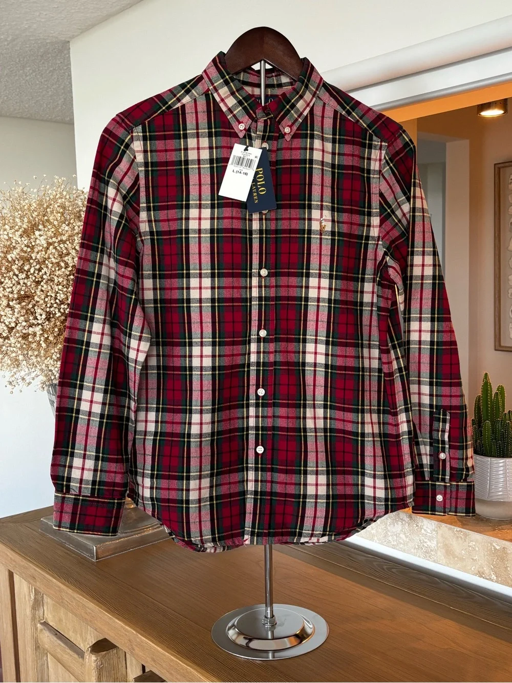 NWT Polo Ralph Lauren Boys  Button Down Shirt L 14 16 School Flannel